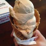 Burnt caramel gelato in a waffle cone!